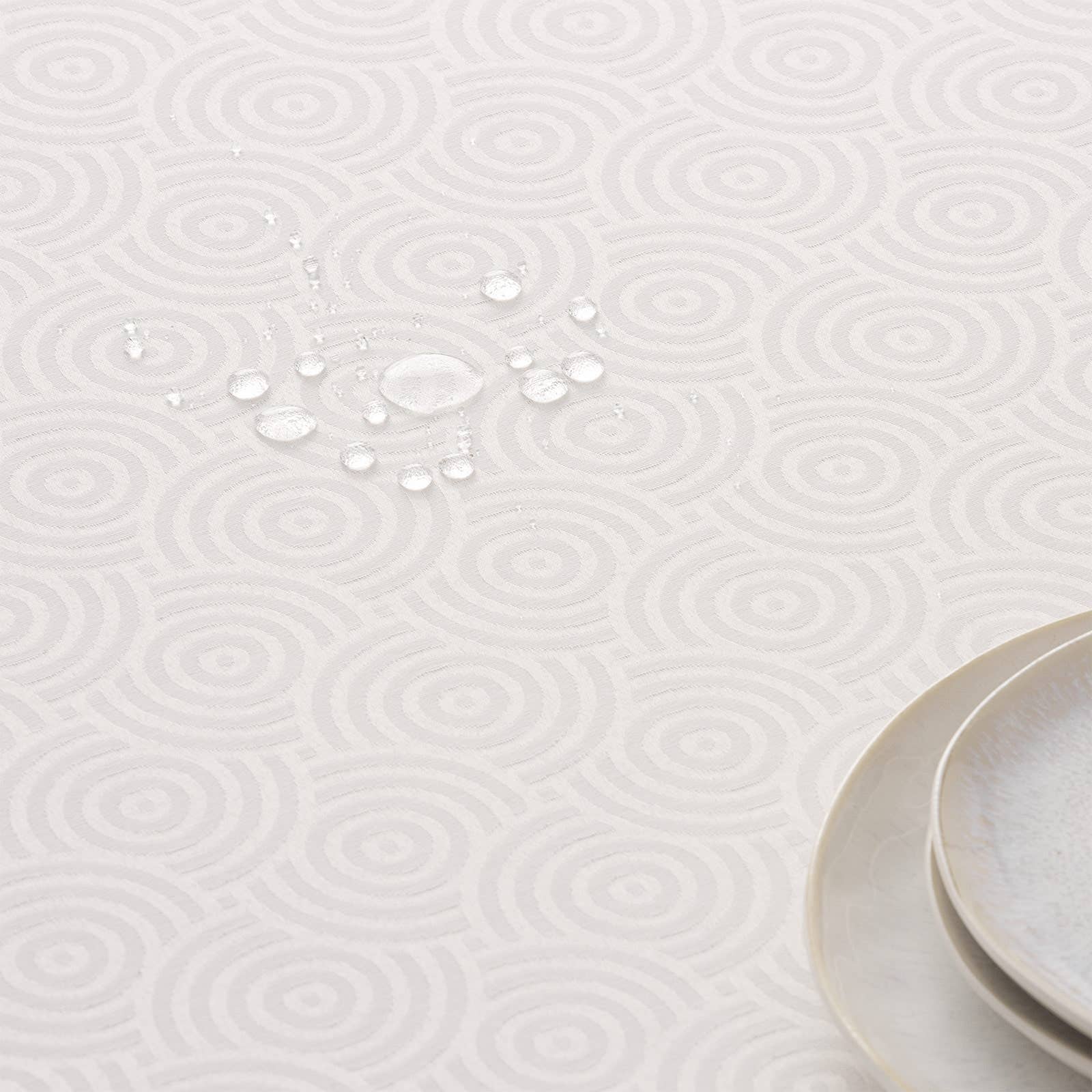 GAMUSI - Venta al por mayor Manteles - Mantel impermeable jacquard algodón circulos RING13