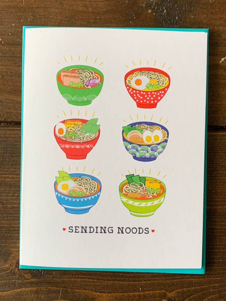 Sending Noods Noodle Card - Noodle Bowl Card, Noodle Puns for wholesale by Papermain