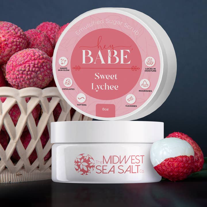 The Midwest Sea Salt Company – wholesale Kroppsskrubb/Exfoliant – Hej, Babe Emulgerad Sockerskrubb för Kroppen - Söt Litchi3