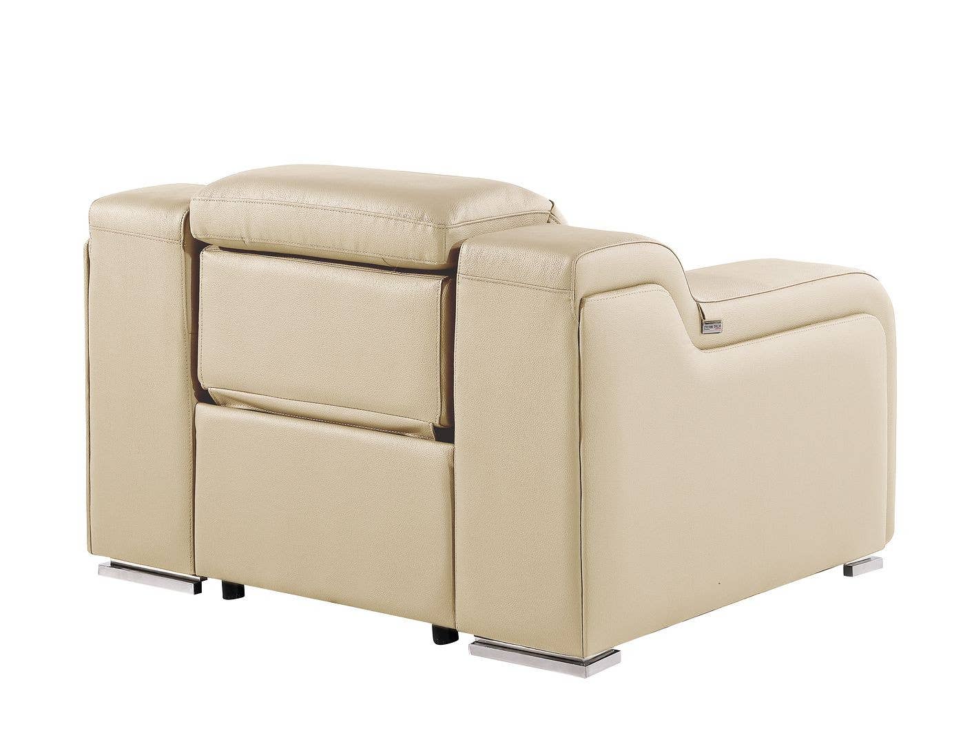 HomeRoots - Wholesale Chair - 41" Beige Italian Leather Wall Hugger Recliner With USB4