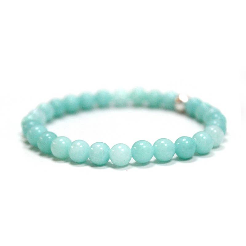 Ethike.eu - Wholesale Armband met kralen - Amazoniet armband met 6 mm halfedelstenen en zilveren parel1