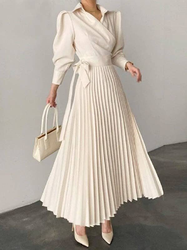 Office Pleated Asymmetric Solid Color Lapel Maxi Dresses and other Purchase Wholesale pleated. Free Returns & Net 60 Terms on Faire trending on Faire.