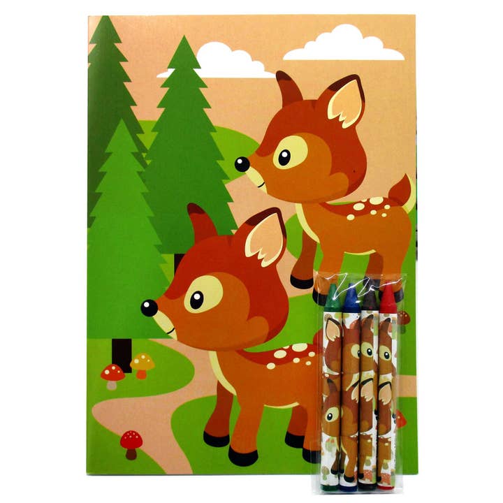 Tiny Mills - Vente Livre de coloriage et d'activités pour enfants et bébés - Lot de livres de coloriage pour animaux des bois avec des crayons de fête6