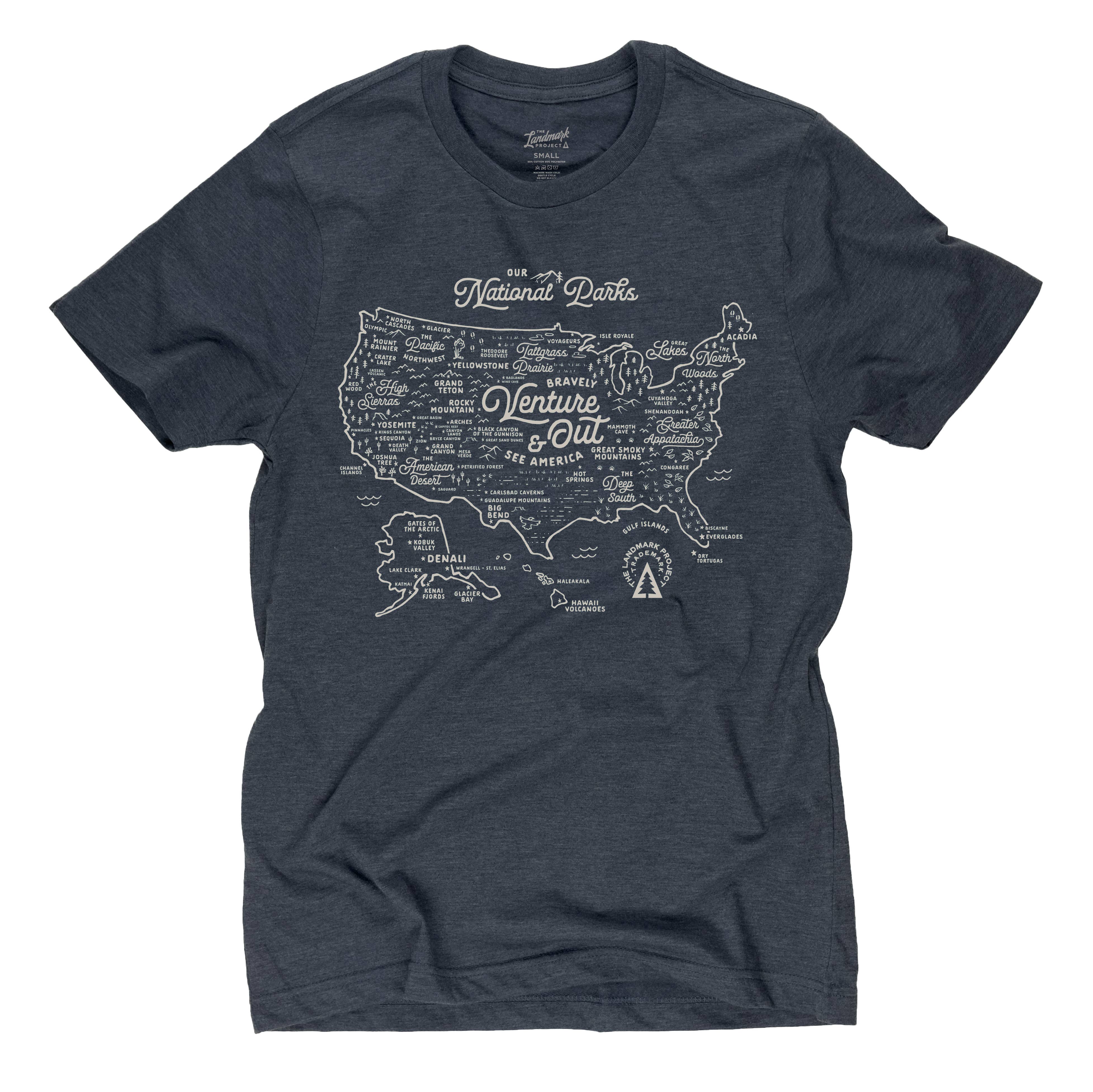 The Landmark Project - Wholesale Screen Printed T-Shirt - Unisex - National Parks Map Tee3