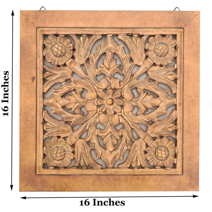 Lungta Imports - Wholesale Wall Accent - Handcrafted Large Lotus Wooden Wall Panel For Home Decor2