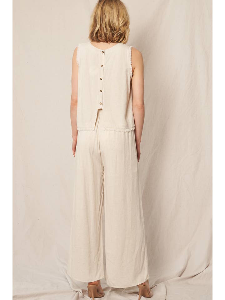 En Crème - Wholesale Blouse - Women's - Back Button Detail Sleeveless Top