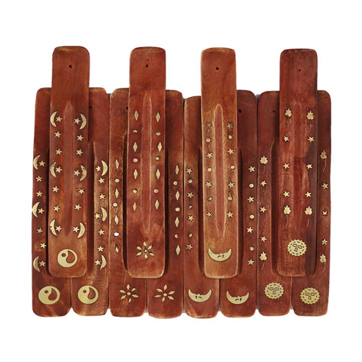 Wooden Incense Ash Catchers - Assorted Brass (12) for wholesale by Designs by Deekay Inc.