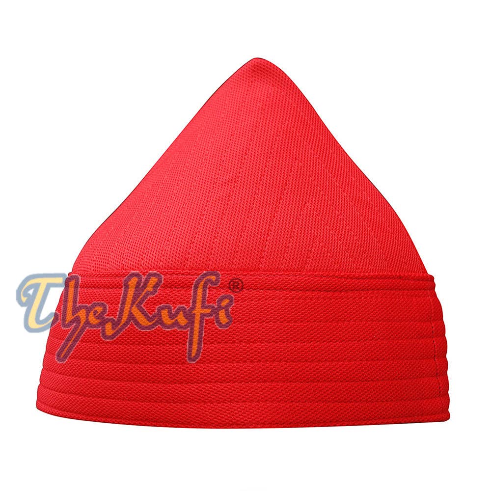 IndoMode - Wholesale Beanie - Heren - Rode semi-stijve zachte handgemaakte hoge Naqshbandi Tariqah Sufi Nakshibendi Kufi-hoed0