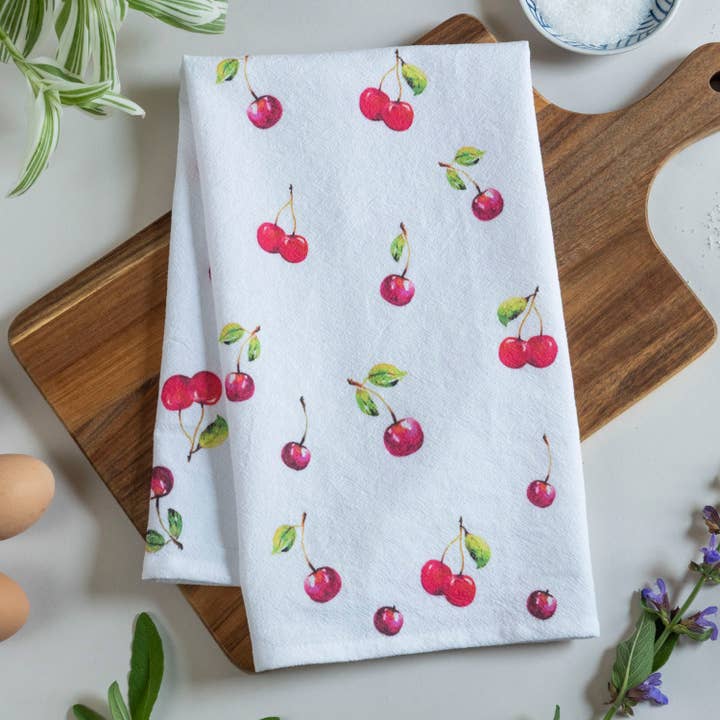 Alla Dickson Art - Wholesale Tea Towel - Cherry Towel Cherries Tea Towel Cherry Pattern Kitchen Towel11