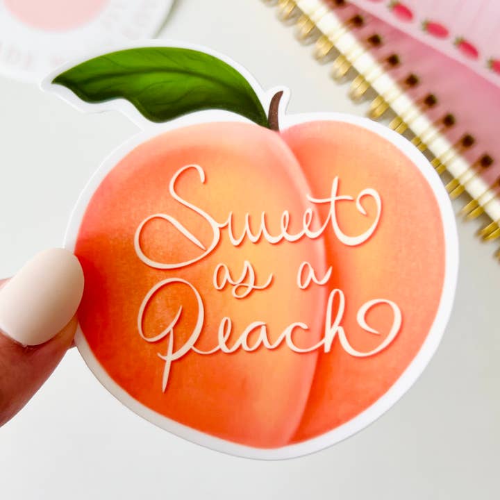 Sweet as a Peach Vinyl Sticker for wholesale by Tabs Art Shop