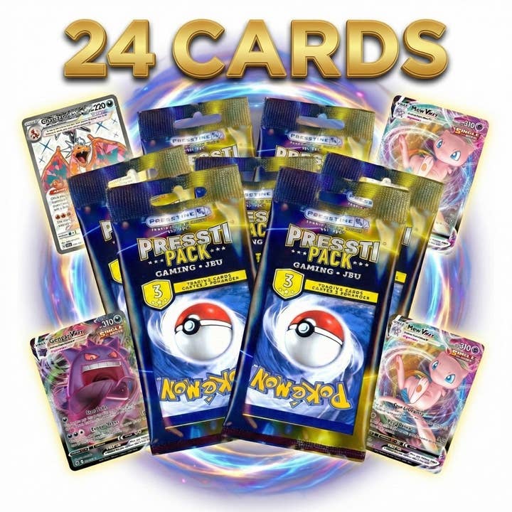 Pakke med 8 Presstine Pokemon Presstipack 3-korts pakker - i alt 24 kort for engroshandel hos Auction Clearance