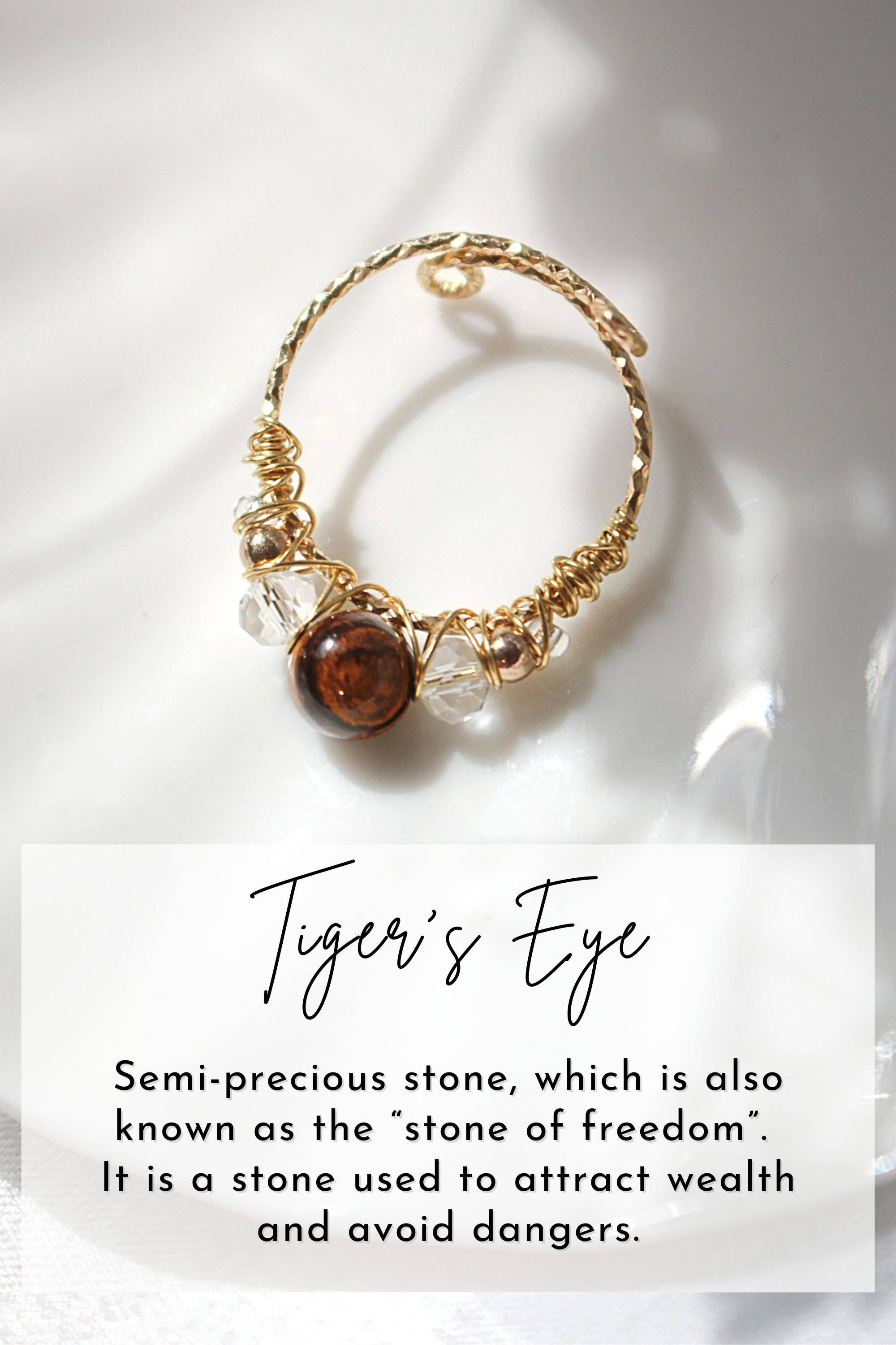 Divine Dulcet – wholesale Single stone/solitaire ring – "Marquise" | 18K Natural Crystals Hand Wired Adjustable Ring6