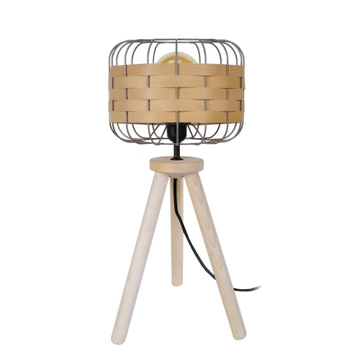 Tosel Shop - Vente Lampes d'appoint/de bureau - TRESSÉ.BAGO R - Lampe À Poser Trépied Bois Naturel