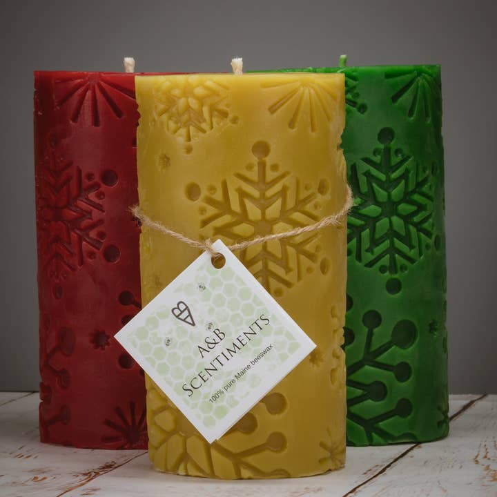 Pure Beeswax Snowflake Candle | Hand Made | Hand Poured | Be for wholesale by AandB Scentiments