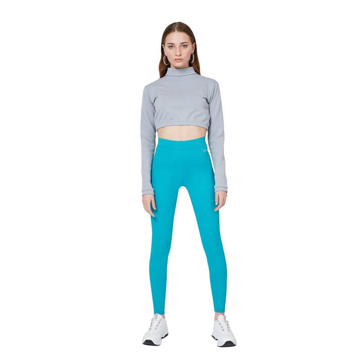 Leggings classici a vita alta blu aderenti alla moda per la vendita all'ingrosso da parte di Fashiontight