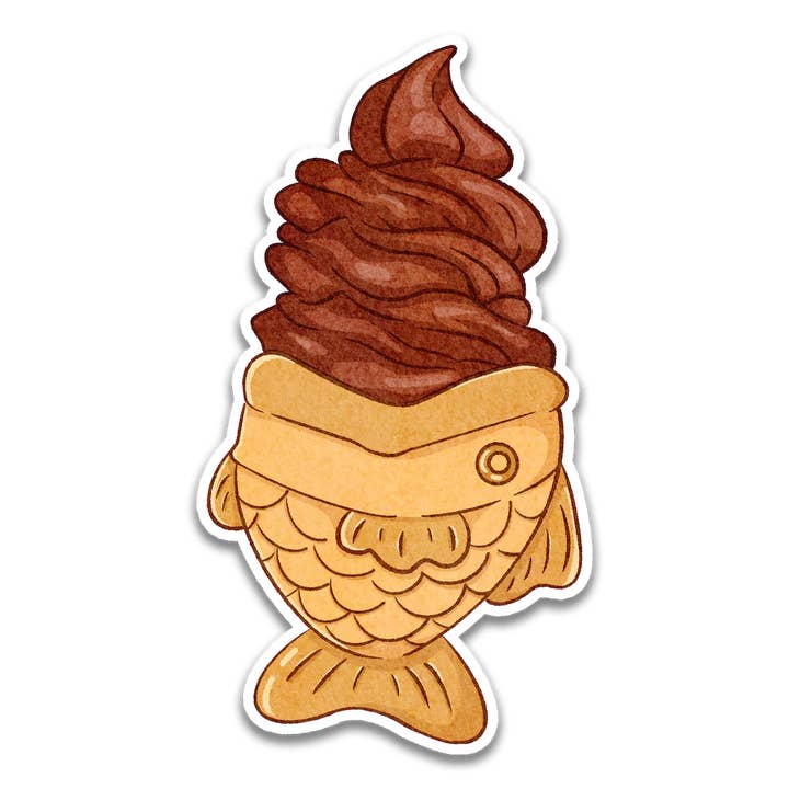 Autocollant de crème glacée Taiyaki au chocolat pour la vente par Stick With Finn