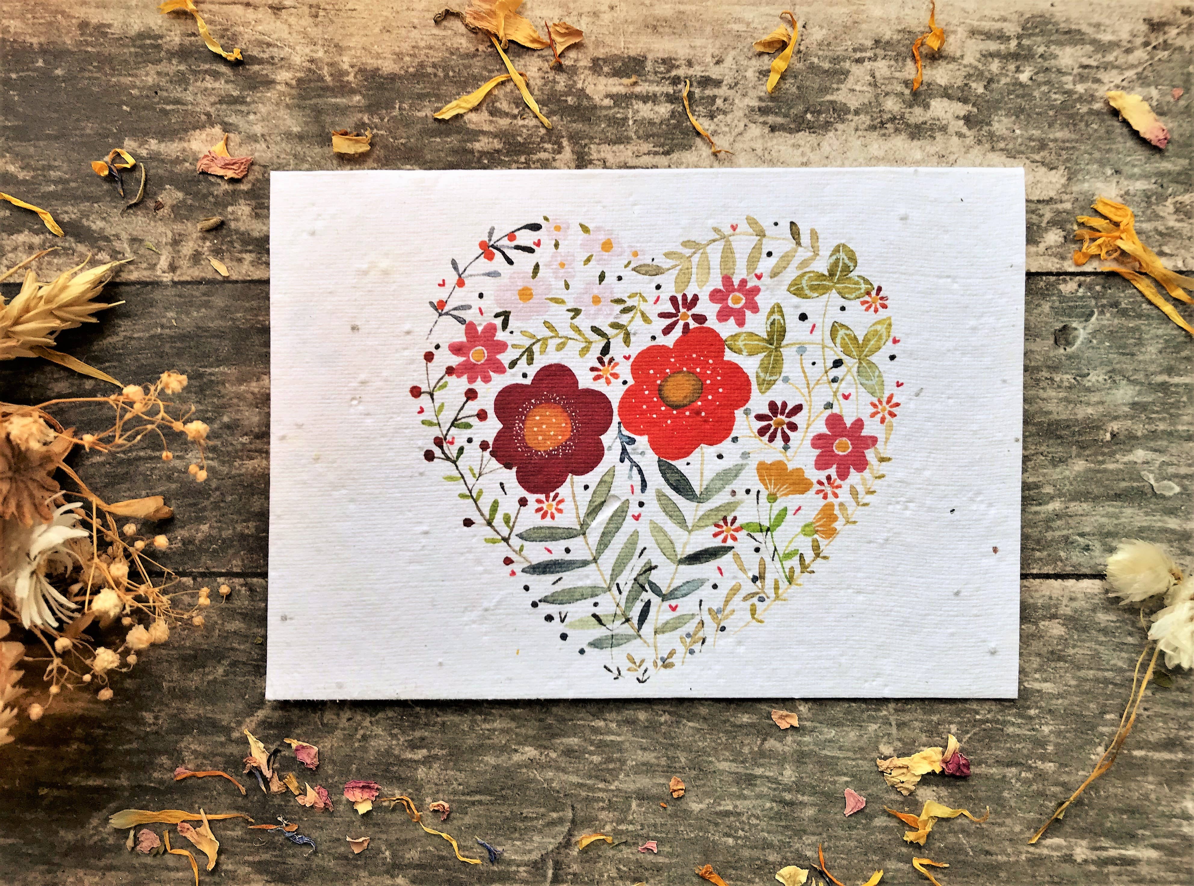 Erika's Whimsical Art – wholesale Love card – Plantable  Seed Paper Floral Heart Card4