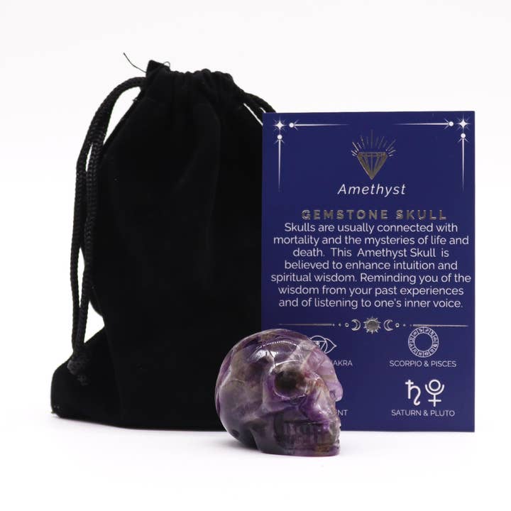 Gemstone Small Skull - Amethyst - 40x30x28mm for wholesale by Ancient Wisdom