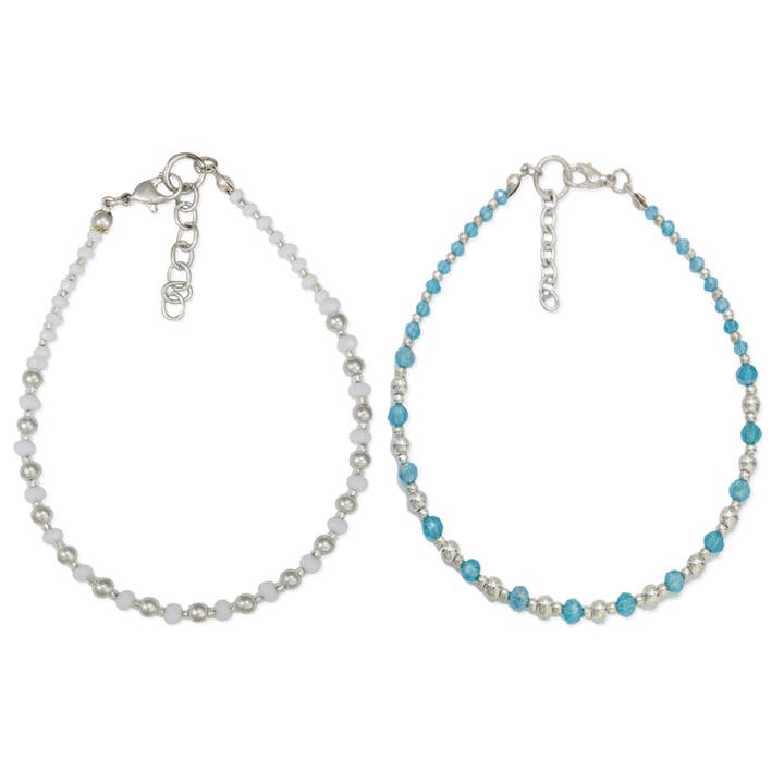 Silver Bead Color Bead Strand Anklet for wholesale by ZAD