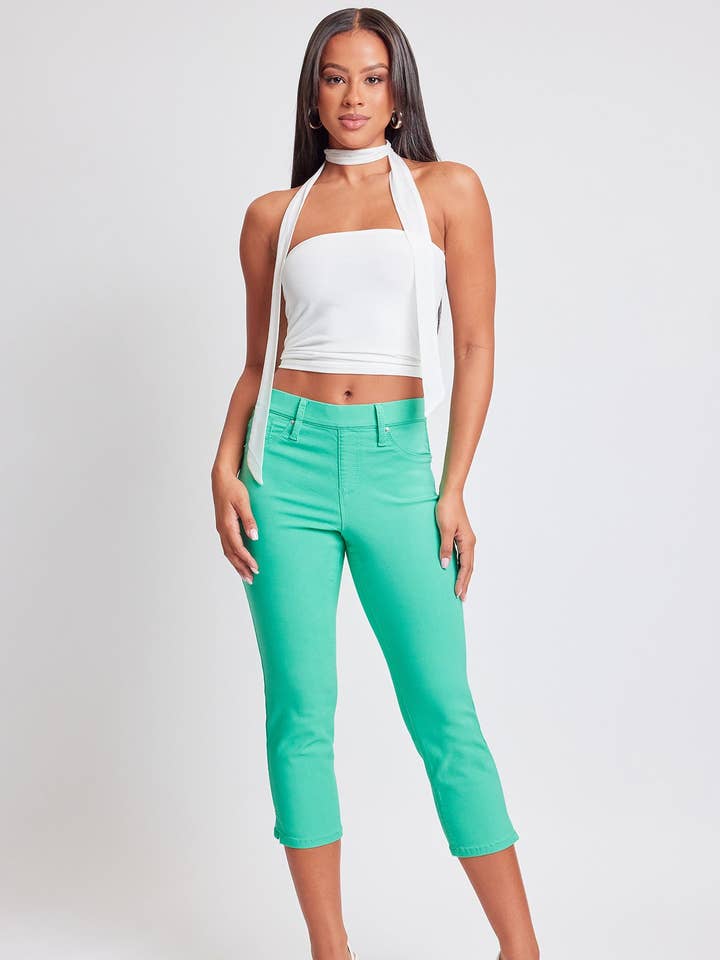 Hyperstretch Pull On Capri With Side Slit-C112631 for wholesale by YMI