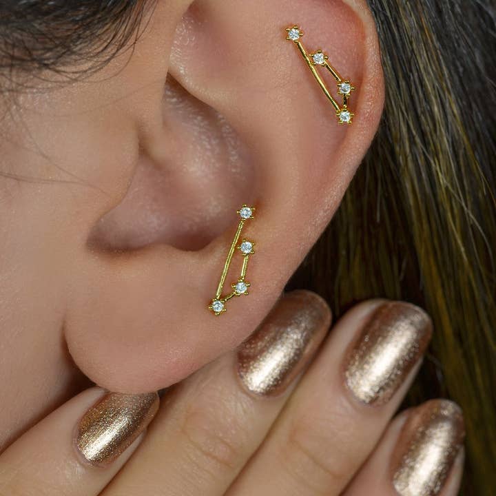StockJWL - Wholesale Stud/Post Earrings - 12 Zodiac Earrings, Constellation Stud Earring Stud Piercing Tragus Helix Lobe and Cartilage Silver And Gold6