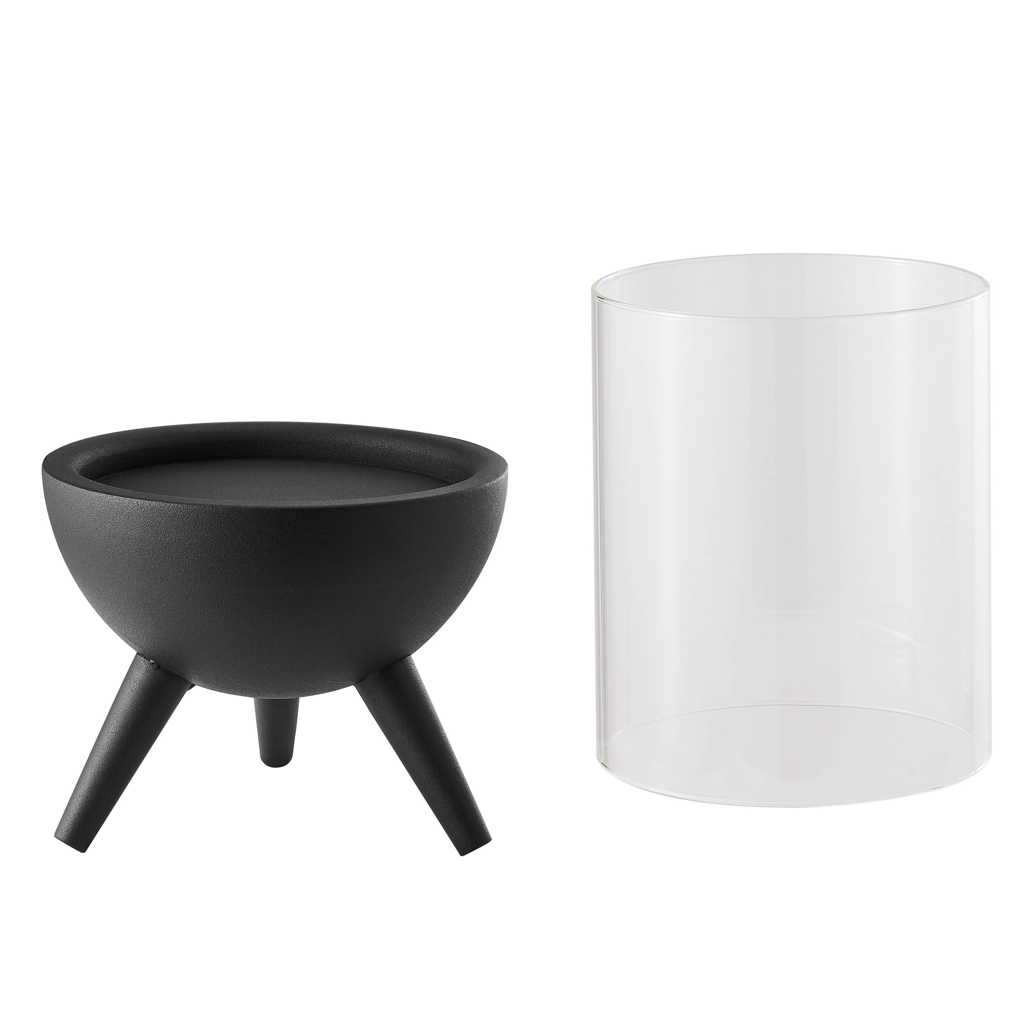 Danya B – wholesale Candle holder – Molta Modern Black Metal Pedestal and Glass Candle Holder23