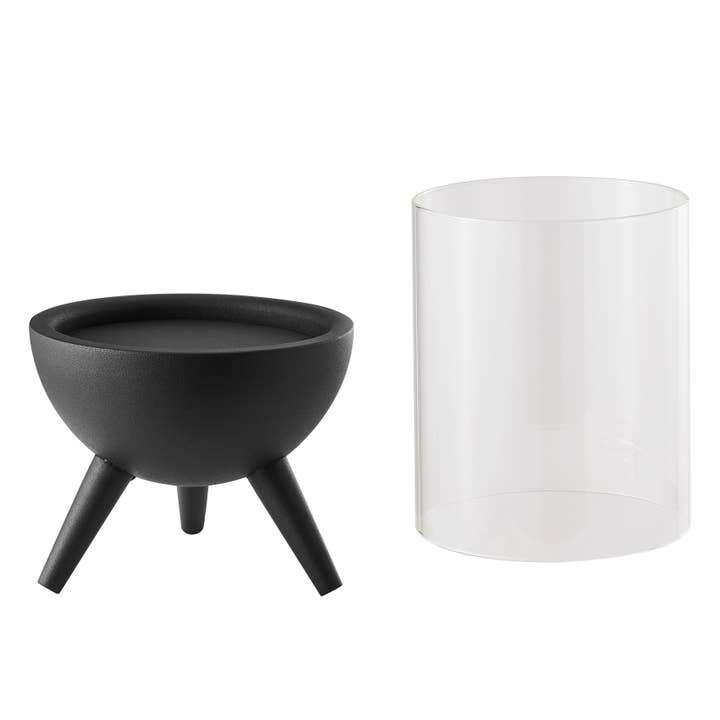 Danya B – wholesale Candle holder – Molta Modern Black Metal Pedestal and Glass Candle Holder23