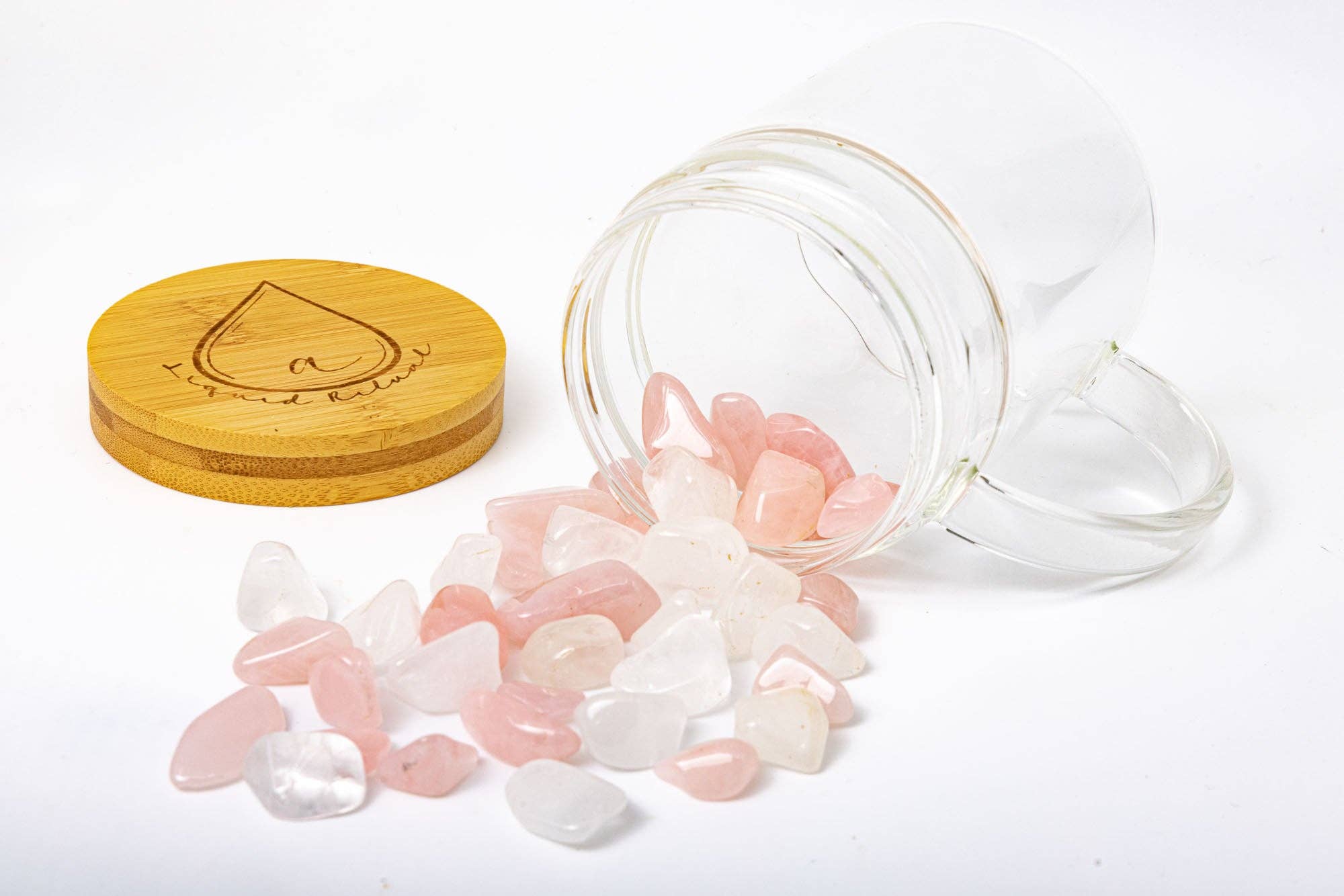 A Liquid Ritual - Wholesale Meditation Supplies - Crystal Infused Mug with Rose Quartz & Clear Quartz Crystals5
