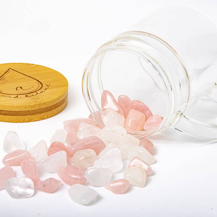 A Liquid Ritual - Wholesale Meditation Supplies - Crystal Infused Mug with Rose Quartz & Clear Quartz Crystals5