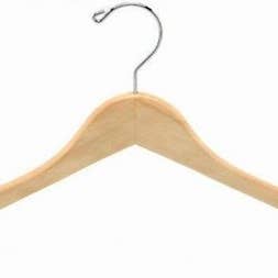 Contoured Wooden Coat Hanger (Natural/Chrome) for wholesale by Only Hangers