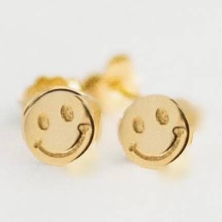 Yellow Gold Smiley Face Earrings for wholesale by Jack and Jewelz
