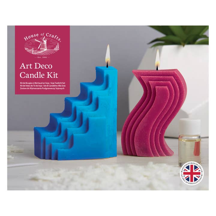 House of Crafts Art Deco Candle Kit - 2 Pack Blue And Pink for wholesale by West Design Products