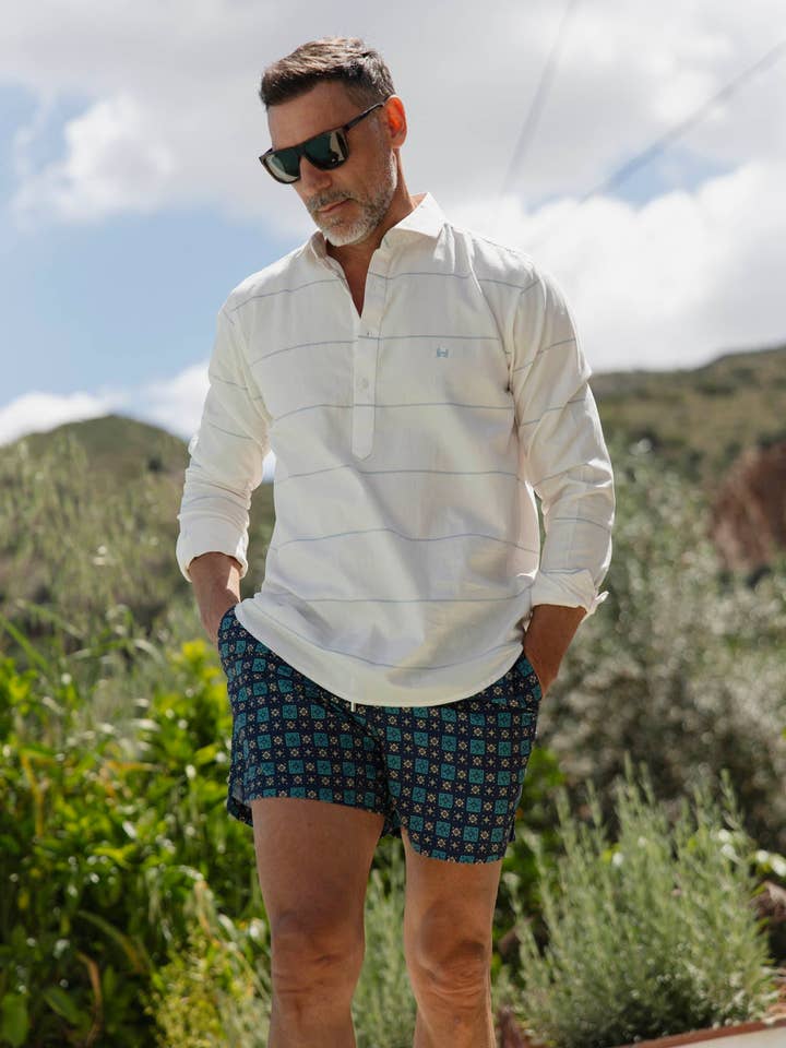 Custi Mikelo: Made in Spain - Wholesale Shirt - Men's - Blue Striped T-shirt | Palermo0