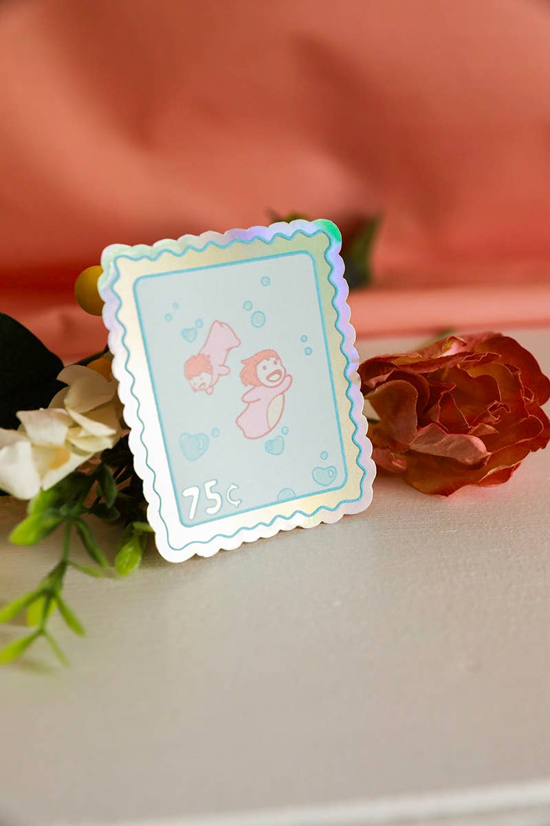 Cozi Mochi - Wholesale Sticker - Kawaii Fish Girl named Ponyo A Ghibli Inspired Stamp Sticker0