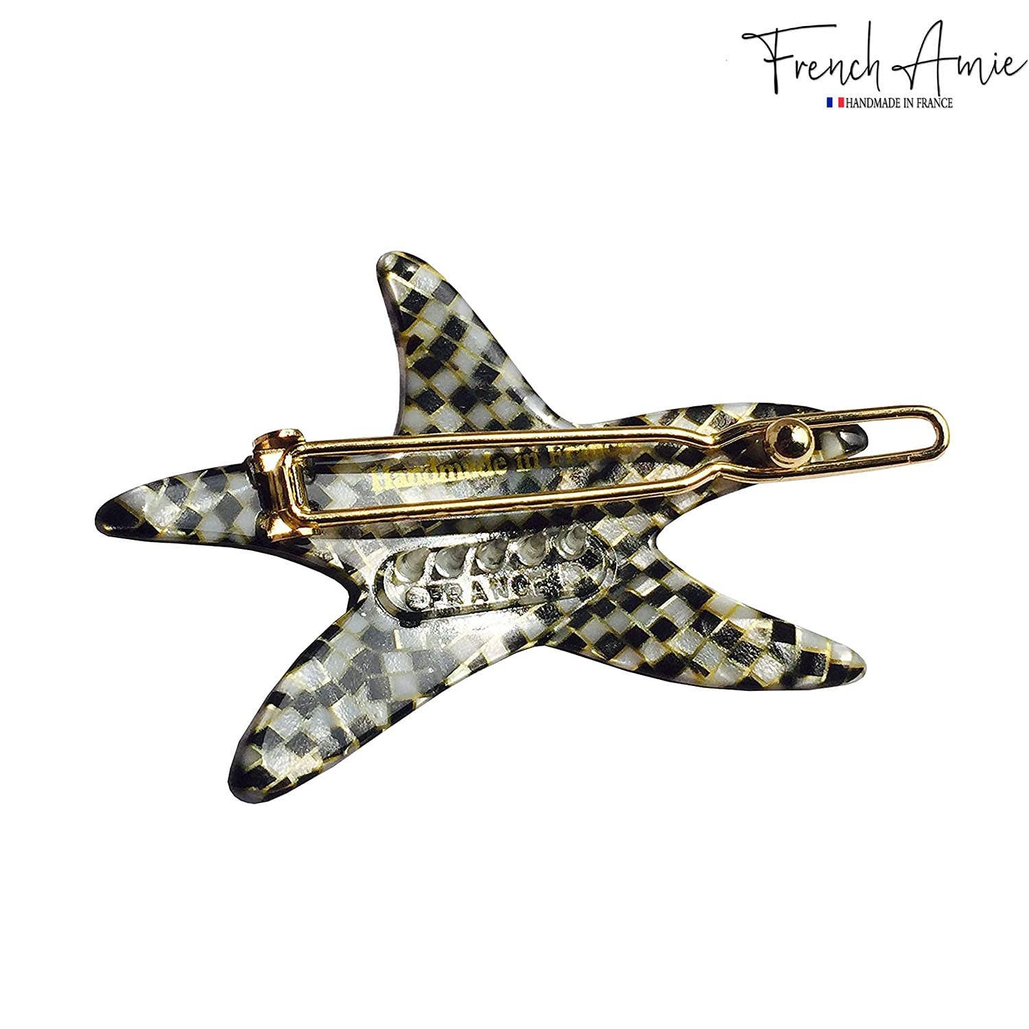 Parcelona - Wholesale Barrette - Women's - French Amie Star Small Celluloid Handmade Hair Slide Barrette With Snap Clips0