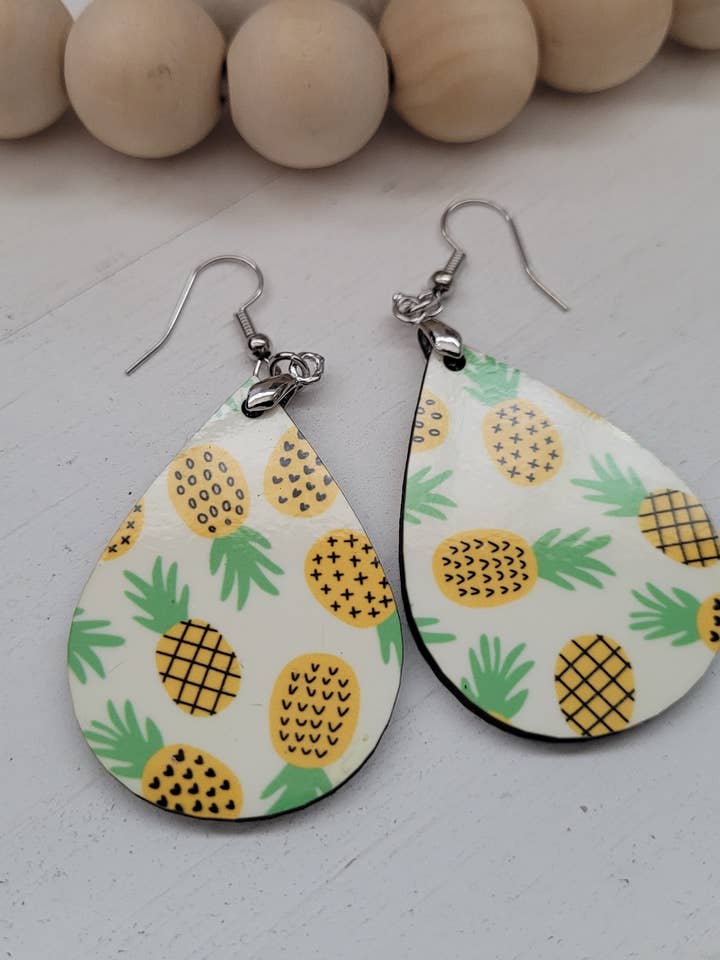 Pineapple Summer Teardrop Handmade Earrings for wholesale by Little Jaeger Studios