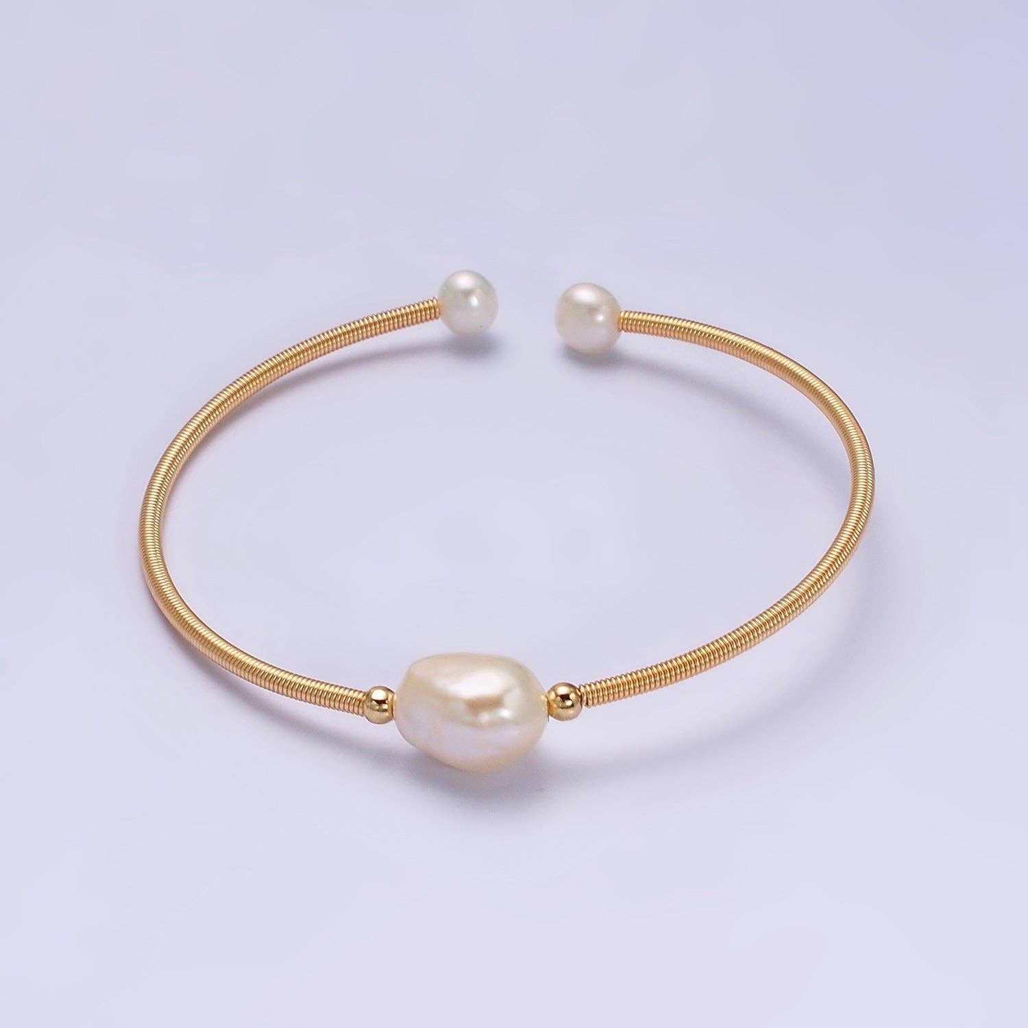 Aim Eternal - Wholesale Cuff Bracelet - Floating Pearl Cuff Bracelet - White Pink Pearl Bangle - Gold Pearl Bracelet Minimalist jewelry WA1862 WA18632