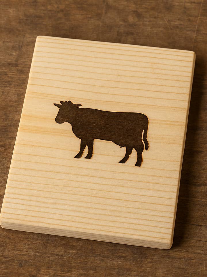 Klein houten plankje met koeienmotief – natuur voor wholesale door Wunderquelle Emmental