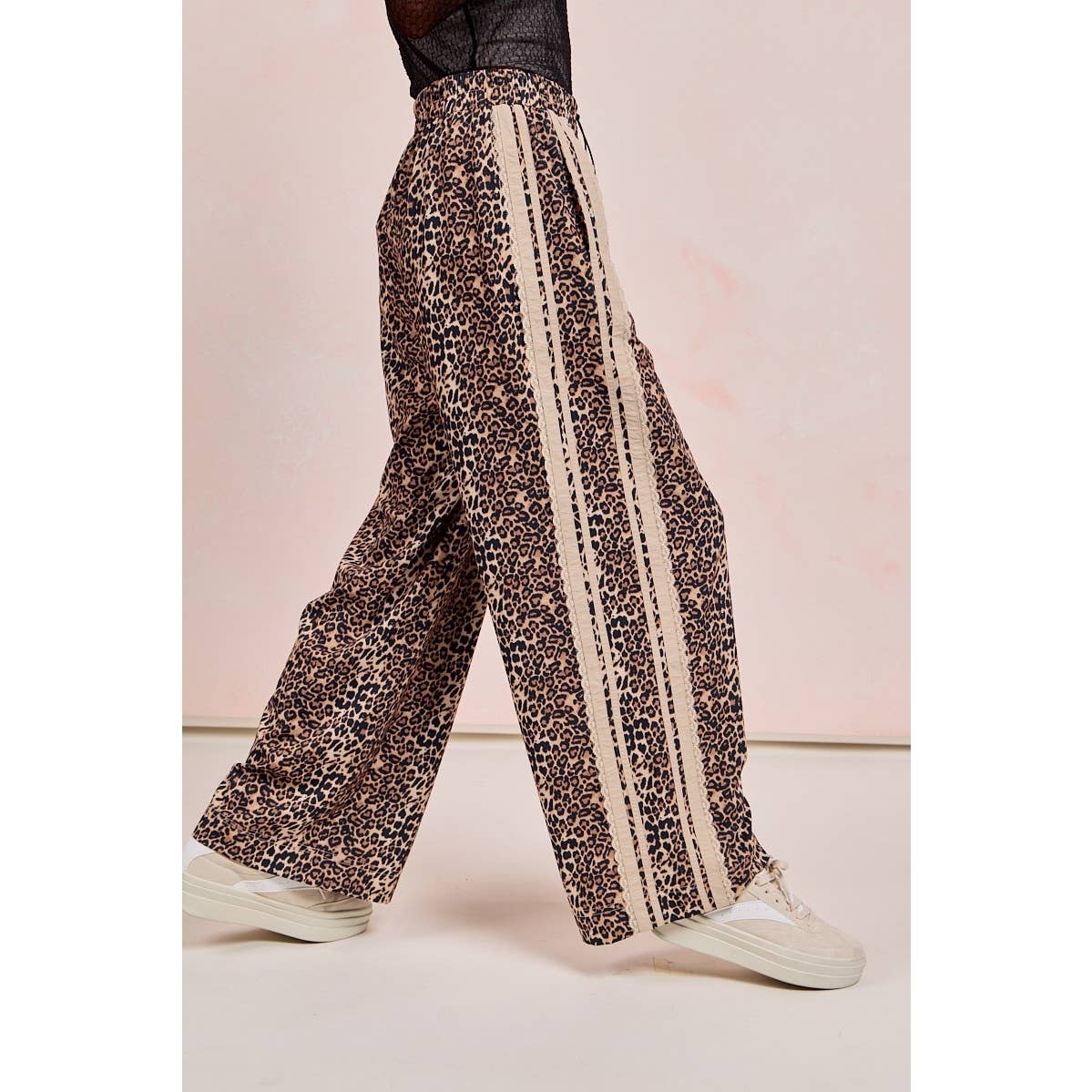 IVE - Wholesale Pants - Women's - Leopard Printed Track Pants Side Contrast Lace2