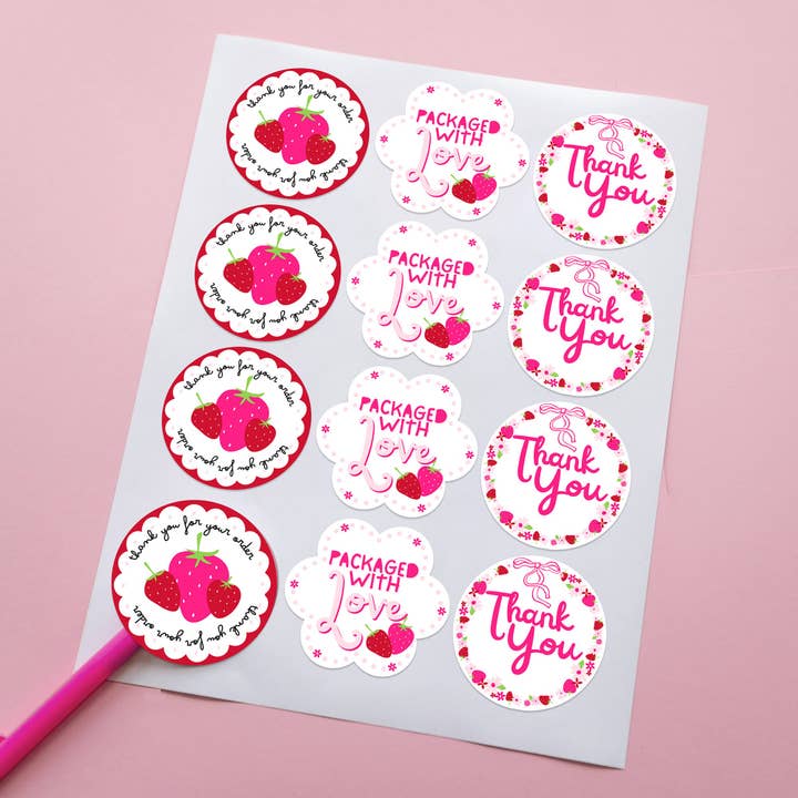 Berry Pop Thank You Stickers | 2" Matte | 48pk for wholesale by Picksie Mailers