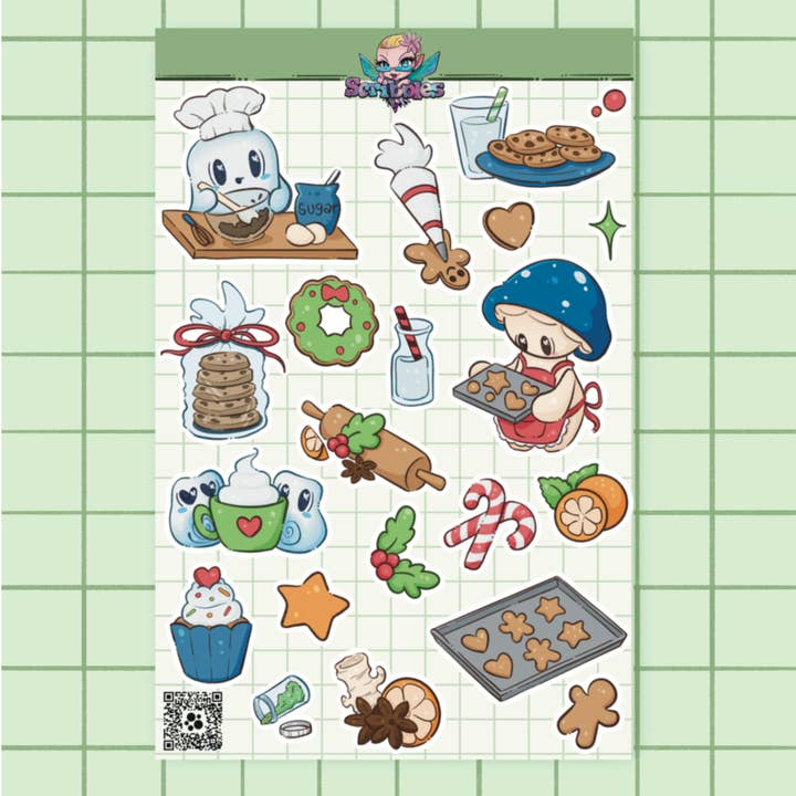 Holiday Baking Sticker Sheet for wholesale by Eclectic Scribbles