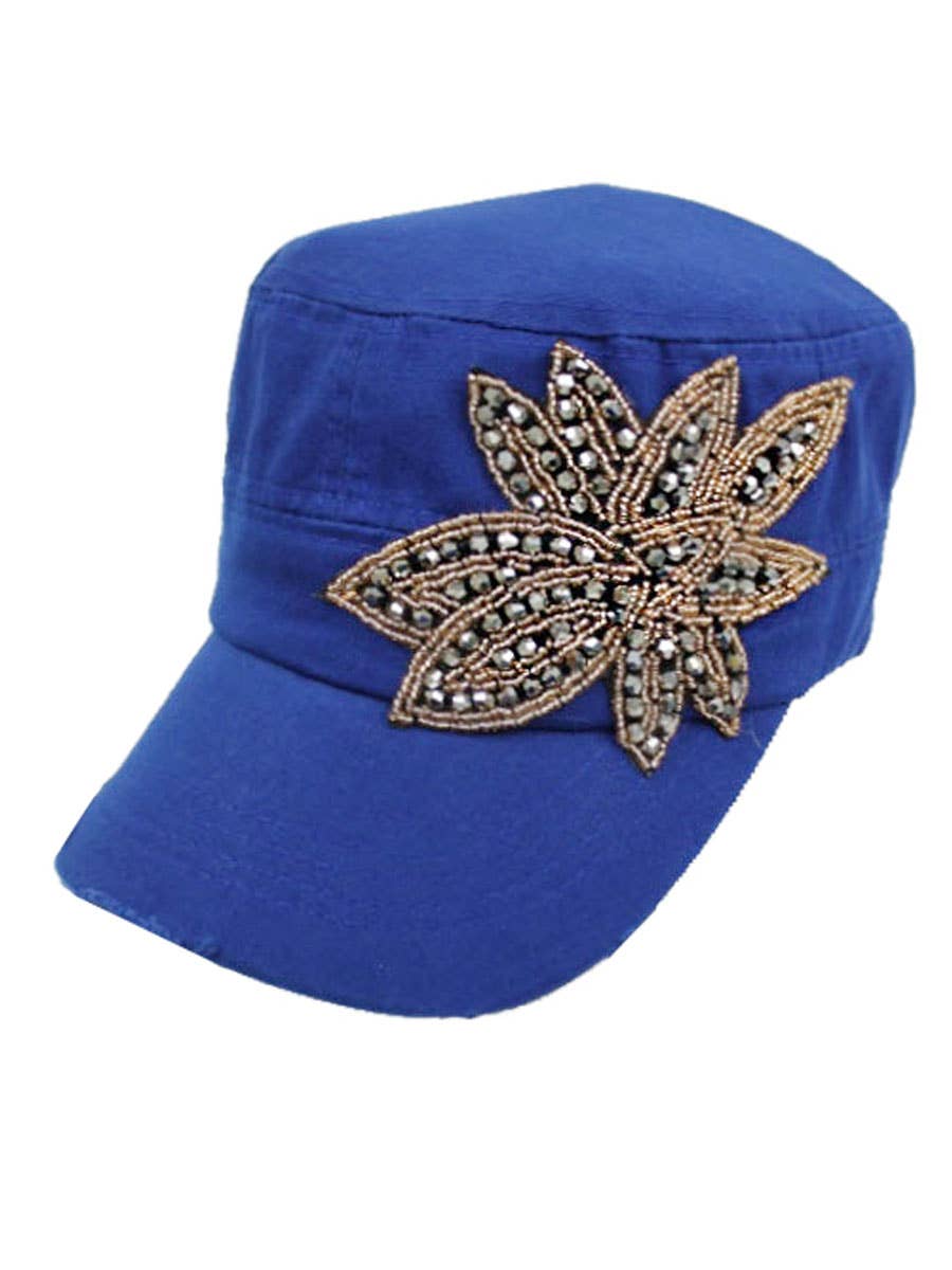 Cap Zone - Wholesale Baseball Cap - Women's - Pewter Gold Floral Applique Cotton Cadet Cap1