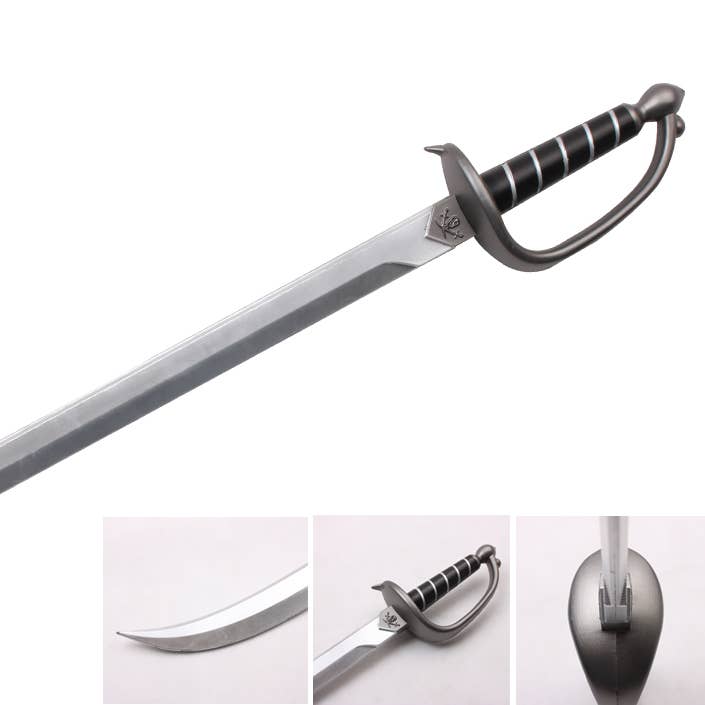 Western Fashion - Wholesale Costume - Kids - 30″ Foam pirate sword w/ black handle silver blade