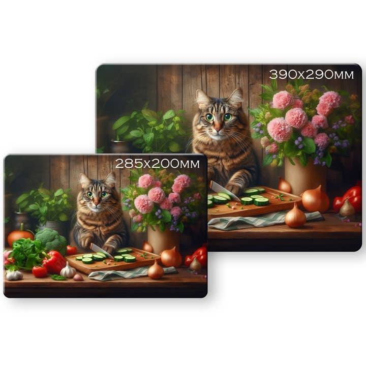 Cats in the Kitchen Tempered Glass Cutting Board #6 for wholesale by Noble & Page
