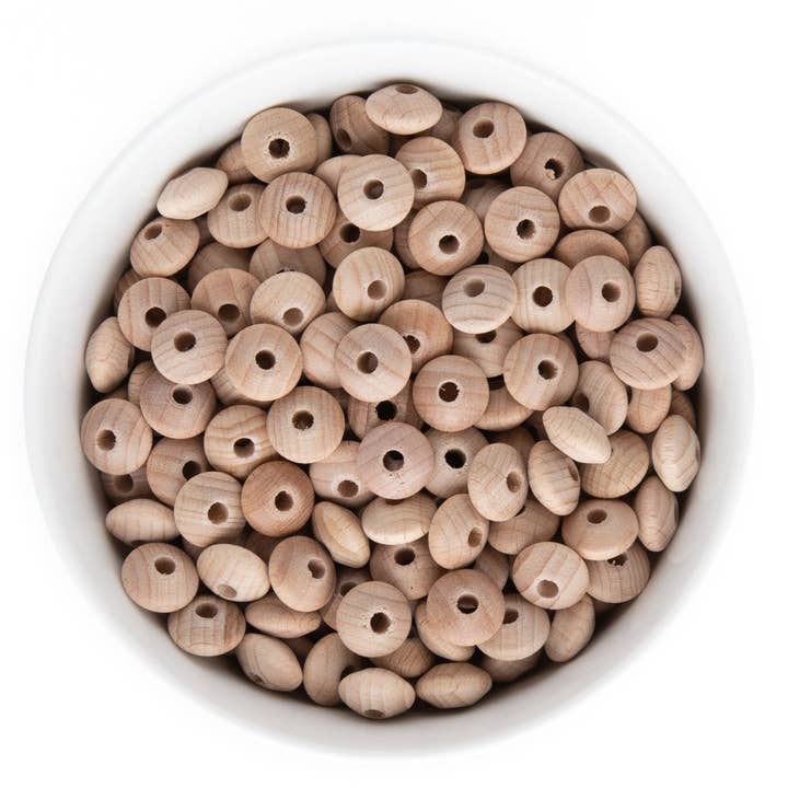Saucer Beech Wood Beads for wholesale by Cara & Co Silicone Craft Supply