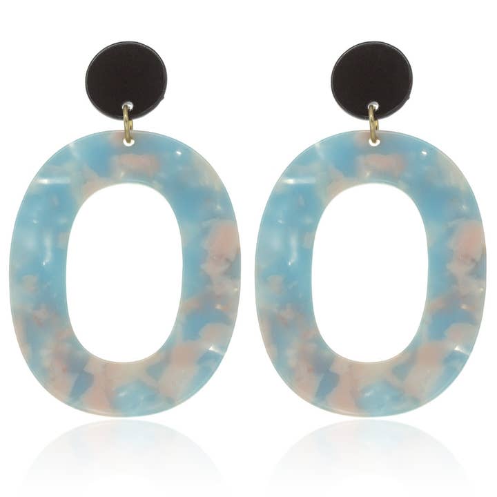 Suzie Q USA - Wholesale Dangle Earrings - Open Oval Shape Acetate Post Drop Earrings