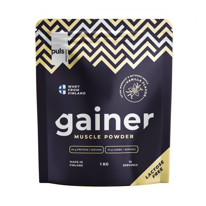 GAINER Vaniglia 1 kg SENZA LATTOSIO per la vendita all'ingrosso da parte di Puls Nutrition