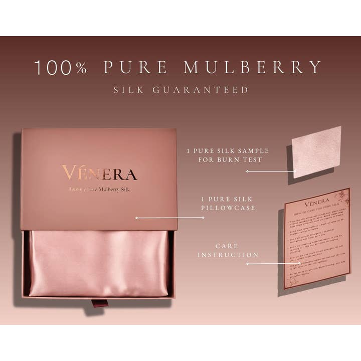 Vénera - Wholesale Bedding Pillowcase/Sham - 100% Organic Pure Silk Pillowcase - Rose Gold