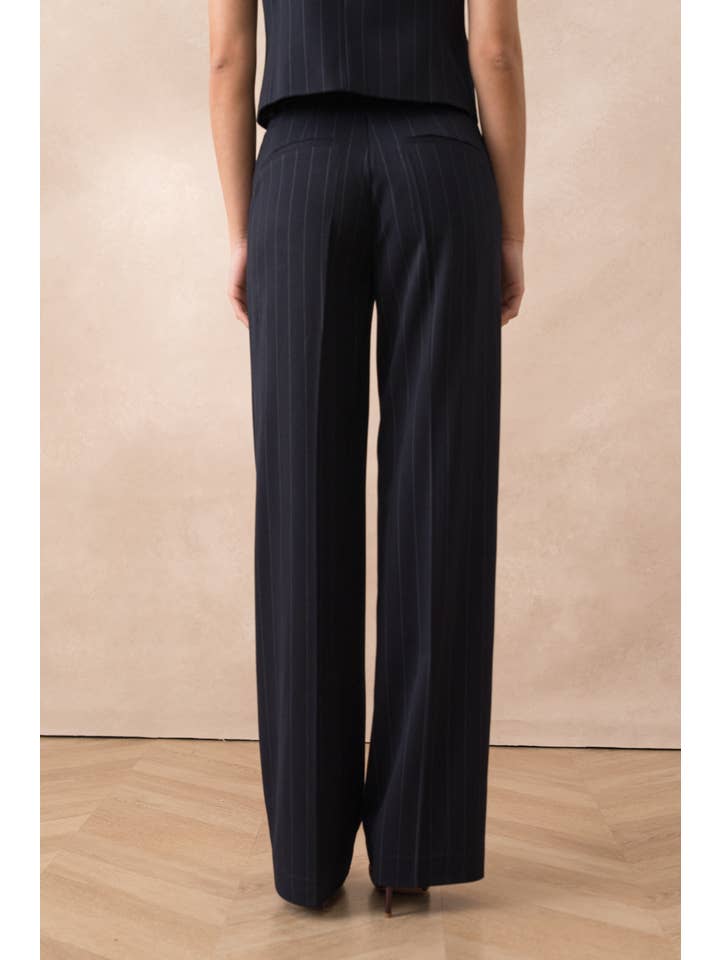 Attentif Paris - Wholesale Nette broek/pantalon - Dames - Harmonia gestreepte broek met hoge taille en wijde pijpen4