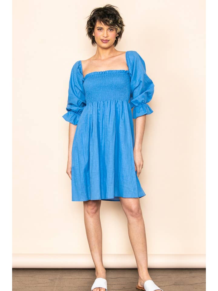 Elloh Collection - Wholesale Dress - Women's - On & Off Shoulder Linen Blended Dress with Lining
